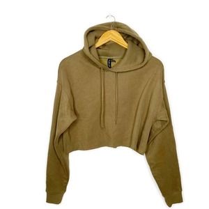 Out from Under Green Raw Hem Cropped Hoodie Size S